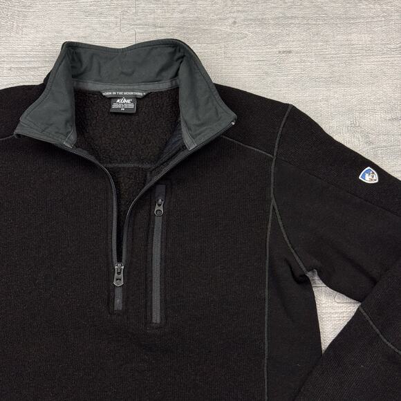 Kuhl Interceptr 1/4 Zip Sweater Mens M Black Pullover Jacket Fleece Hiking EUC - Picture 10 of 11